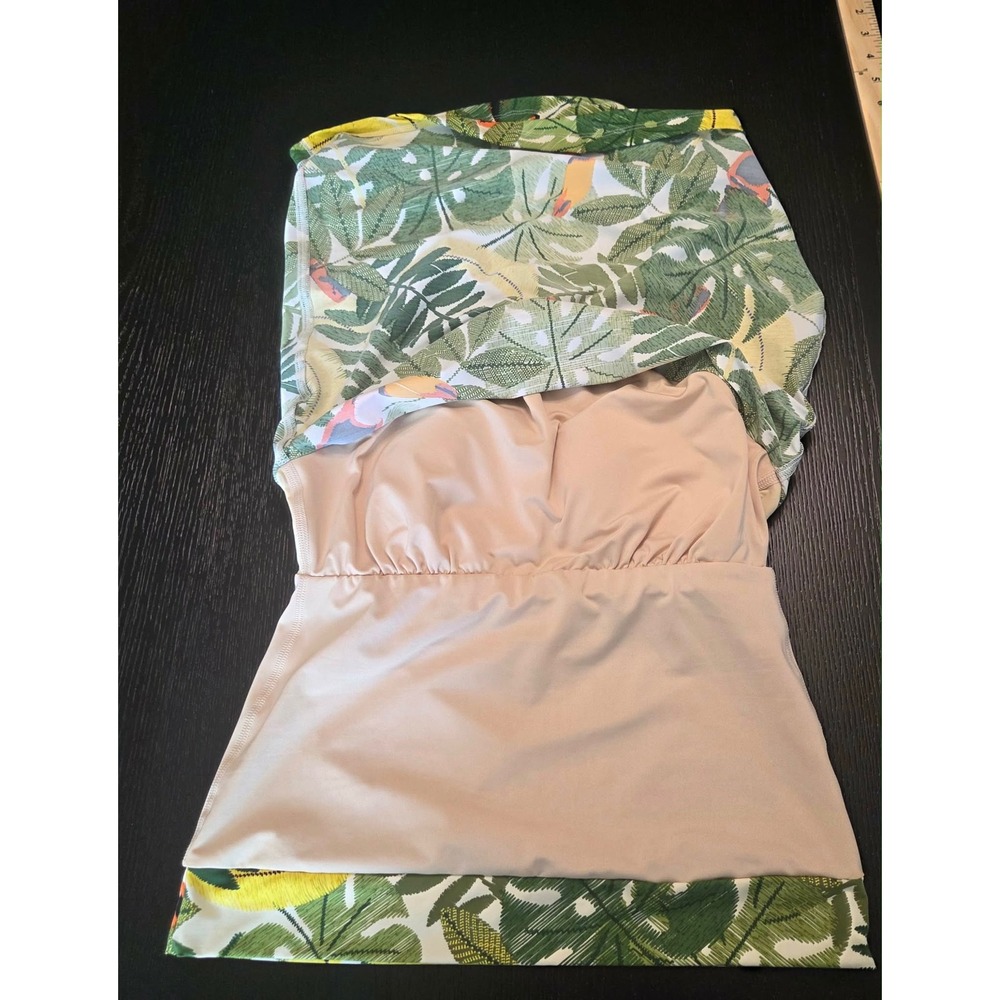 Duluth Trading Co Women Size 8 Suit Up Swim Top Tankini Toucan Tropical Print - Picture 11 of 13